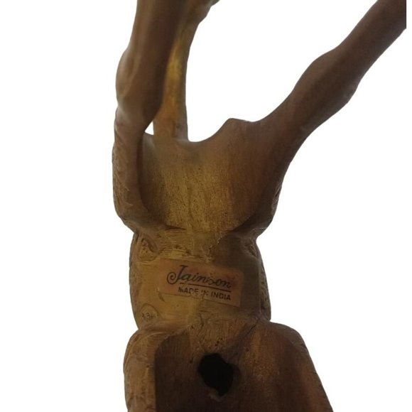 Brass Giraffe Statue 8"Tall Curved Neck Vintage Figurine Decor Made In India - Picture 3 of 4